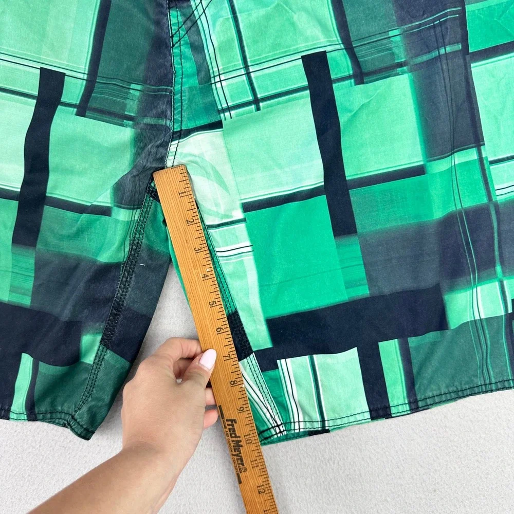 Vintage Ripcurl Boardshorts‎ Mens 36 Green Y2K Patchwork Graphic Surf Long Baggy